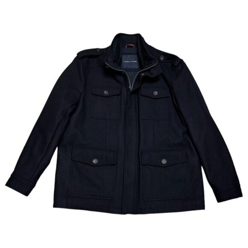 Tommy Hilfiger WOOL Blend Navy Blue Luxury Designer Peacoat Jacket 3XL